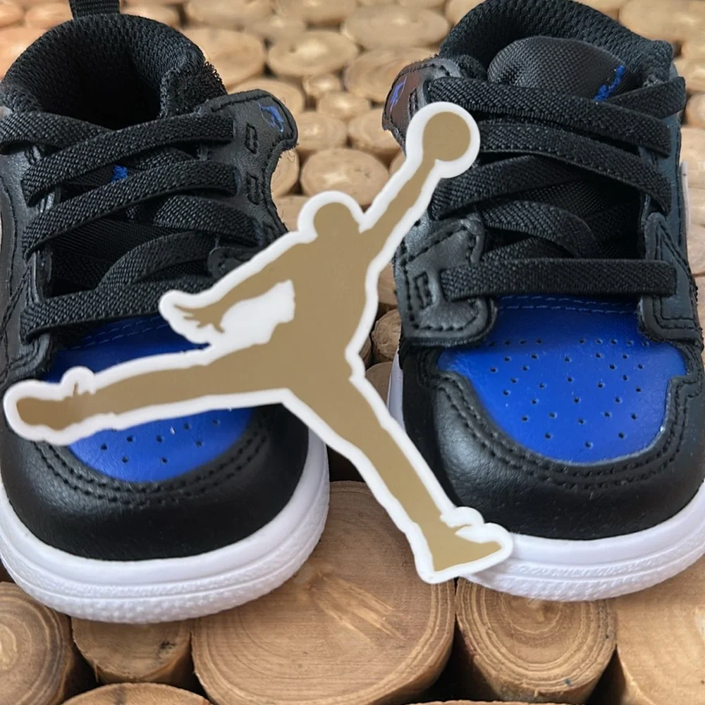 Nike Kids Black and Blue Sneaker with White Swoosh